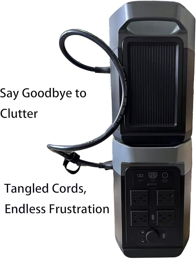 Extra Battery Connection Cable Compatible with Delta 2, 2 Max, 3 Plus, Wave 2, Wave 3, Gray Braided Power Third-Party Accessory，Pro 3 Not Compatible