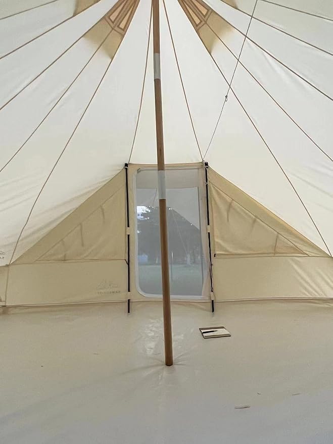 6 Persons Canvas Tent Bell Tent Glamping,4 Seasons Yurt Tent for Camping, Heavy Cotton Canvas Tent for Family Camping,Outdoor Hunting,or Party Tent. Durable, 2 in 1,2 Doors Bell Tent