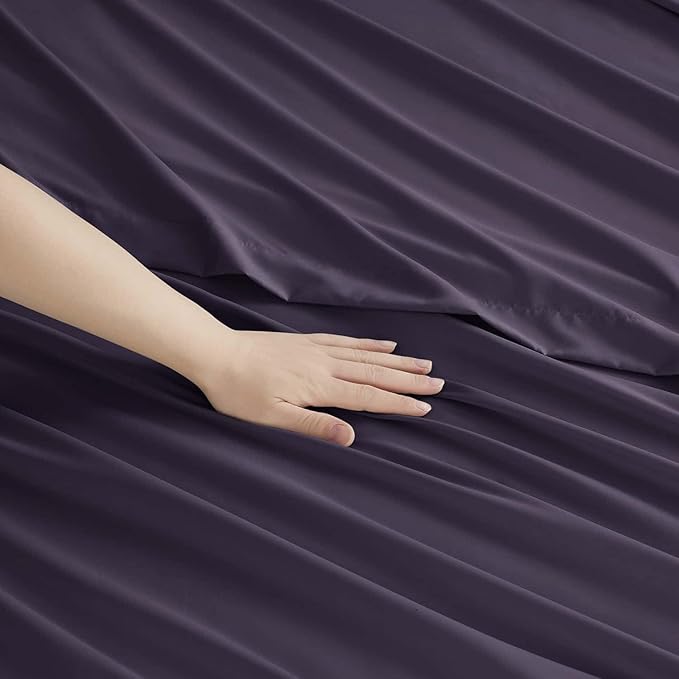Clara Clark Twin Sheets, 5 Piece Set - Hotel Luxury Sheets for Twin Size Bed, Super Soft Bedding Set, Twin Size, Eggplant Purple