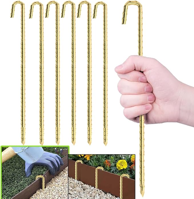 Landscape Stakes 9 Pack, 10 Inch Garden Landscape Anchoring Stakes for Terrace Board, Landscape Edging Coil, Grass Barrier, Bender Board, Weed Barrier Landscape Garden Inflatable Decor Fixing