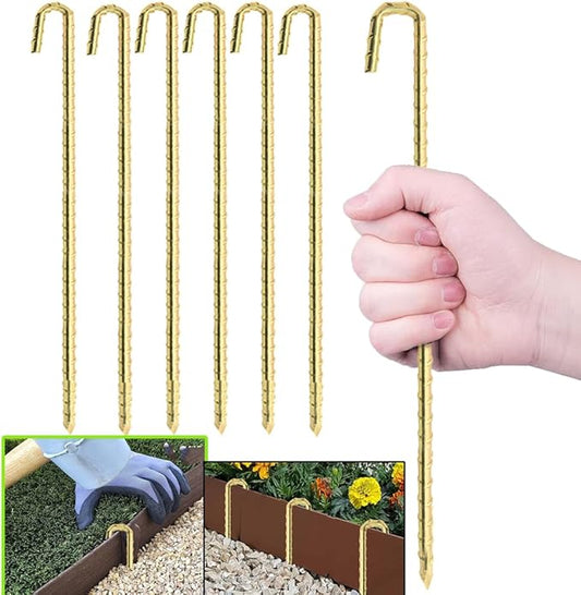 Landscape Stakes 9 Pack, 10 Inch Garden Landscape Anchoring Stakes for Terrace Board, Landscape Edging Coil, Grass Barrier, Bender Board, Weed Barrier Landscape Garden Inflatable Decor Fixing