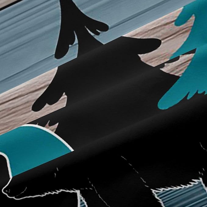 Camper Adventure Window Drapes,Bear Pine Tree Rustic Farmhouse Blackout Curtains,Wooden Plank Cottage Cabin Boys Girls Room Decor,Blue Black 2 Panels,42Wx63L inch