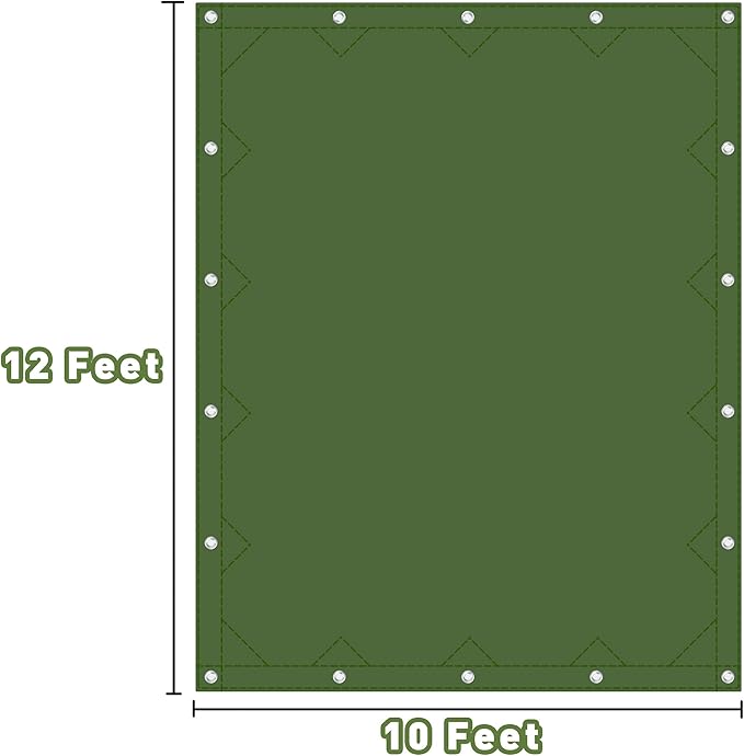 CARTMAN Finished Size 10x12 Feet Canvas Tarp with Rustproof Grommets, Heavy Duty Multipurpose Tarpaulin Cover for Canopy Tent, Roof, Camping, Woodpile