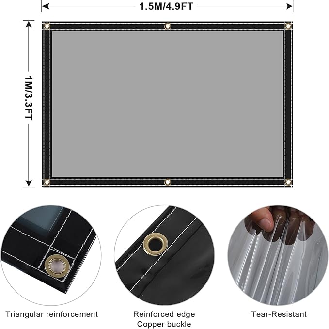 Clear Tarps Heavy Duty UV Protection, Translucent Sun Shade PVC Vinyl Tarpaulin with Grommets, Ropes, Reinforced Edge, Waterproof, Tear-Resistant for Greenhouse, Patio, Garden, Porch, Pavilion