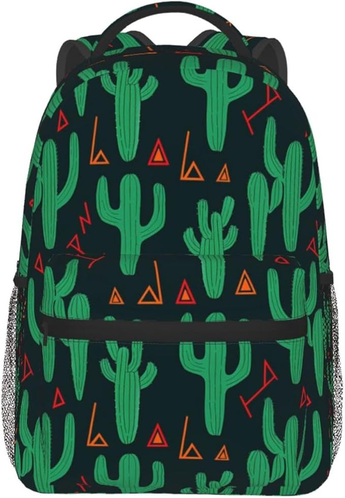 Lightweight Rucksacks for Climbing Outdoors Walking Cycling, Large Capacity Anti-Theft Multipurpose Carry On Bag, Green Cactus Camping Outdoor Backpack