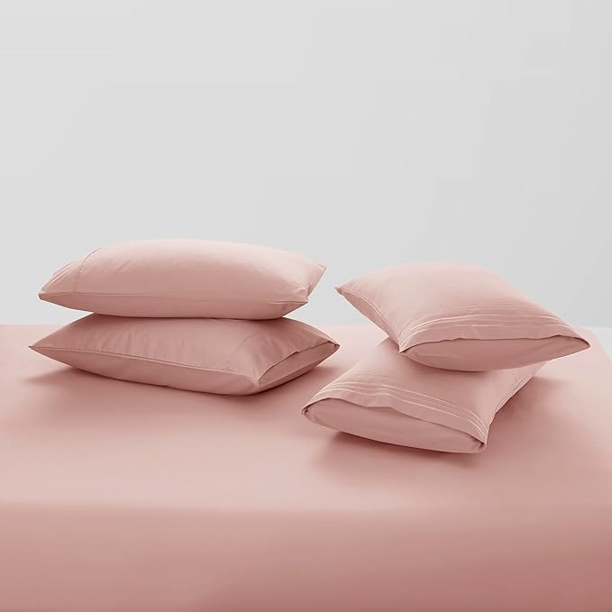 Clara Clark Twin Sheets - Hotel Luxury 5 Piece Bed Sheets for Twin Size Bed - Soft Bedding Sheets & Pillowcases, Fits Mattress up to 16 inch deep. Twin, Peach Beige