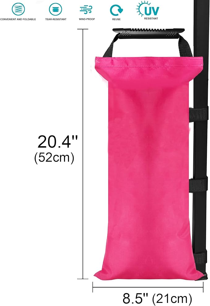 4 Pack (Upgrade) SANWAY Sand Bags for Canopy Weights(Unfilled)-Portable and Durable to Secure Tents, Canopies, and Umbrellas at Outdoor Events (Rose Red, 120 LBS)