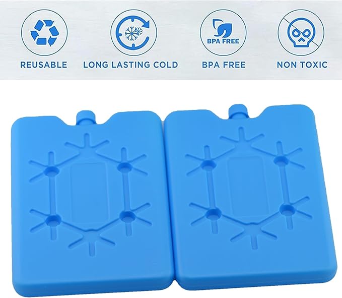 200ML Reusable Ice Packs for Lunch Box & Cooler, Slim Freezer Packs to Keep Food Fresh & Cold for Hours, Perfect for Travel, Picnic, Car, Office (2, Blue)