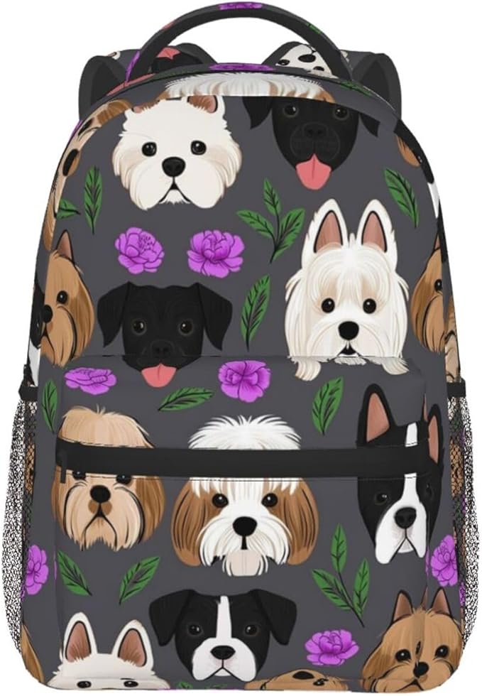 Casual Daypack Multipurpose Anti-Theft Large Capacity Carry On Bag, Boxer Dogs And Flower Casual Daypack Climbing Shoulder Bag With Padded Straps