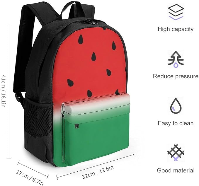 Supdreamc Lightweight Daypack Backpack for Trekking Work Running, Big Capacity Multipurpose Anti-Theft Bookbag, Funny Watermelon Fruit Business Computer Bag