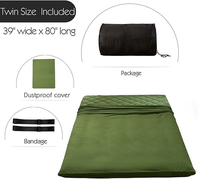 MAXYOYO Japanese Floor Futon Mattress, Extra Thick Mattress Topper Twin Bed Pad Roll Up Foldable Single Mat, Diamond Patterned Japanese Futon Bed, Green
