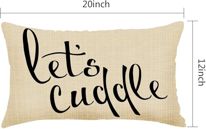 Throw Pillow Cover Lets Cuddle Contemporary Typography Decorative Pillow Case Home Decor 20x12 Inches Pillowcase