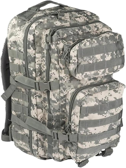 Mil-Tec Unisex Assault Pack - Rugged Durable Lightweight Ergonomic Versatile Tactical Outdoor Camping Hiking Backpack with Adjustable Padded Shoulder Straps & MOLLE Loops, ACU Camo, 36L