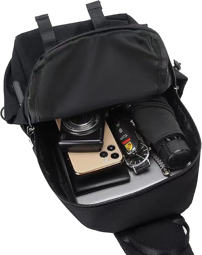 Waterproof Sling Bag for Mens Crossbody Bag, Wear-Resistant Travel Sling Backpack Chest Bag with Adjustable Shoulder Strap Anti Theft Daypack for Hiking Sports Running Women-Black