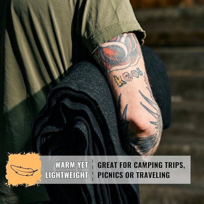Arcturus Standard Blanket Co Wool Blanket - Soft, Durable, Warm, and Lightweight – No Frills - Perfect for Camping, Home, or Emergency Use - 64in x 88in (Charcoal)