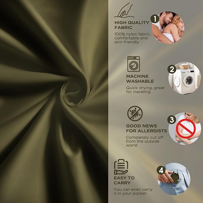 Ultralight Sleeping Bag Liner - 5.3 oz Washable Adult Sleep Sack & Travel Sheets, Self Tan Sleep Sack with Two-Way-Zipper, for Backpacking, Hotel, Camping, Travel