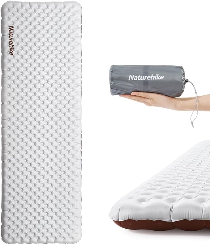 Naturehike Self-Inflating Sleeping Mats for Camping, 3'' Ultra Thick Camping Mat 5.8 R-Value Insulated Camping Mattress, 4-Season Inflatable Foam Camping Mat for Car, Hiking(R5.8 Rectangles - Plus)