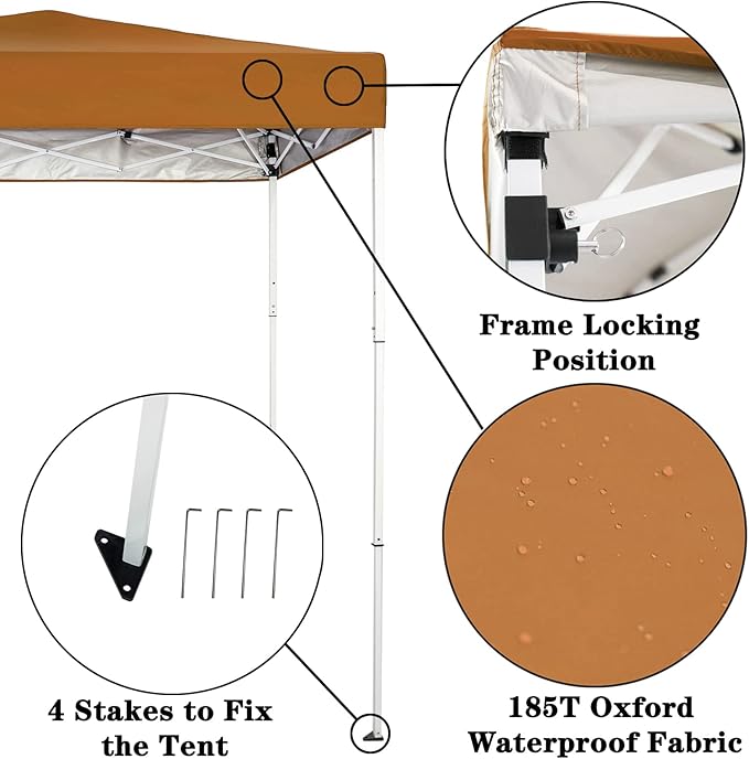 Sunnyglade 6x4 Ft Pop-Up Canopy Tent Outdoor Portable Instant Shelter Folding Canopy with Carry Bag
