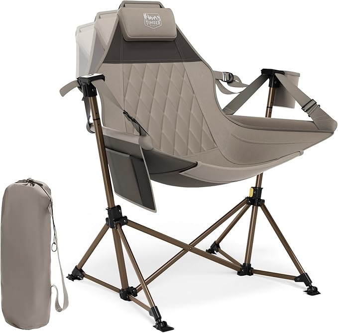 TIMBER RIDGE Hammock Camping Chair, Oversized Swinging Chair with Adjustable Back and Seat Height, Portable Folding Rocking Camping Chair for Outdoor Lawn, Backyard and Patio, Supports 400lbs