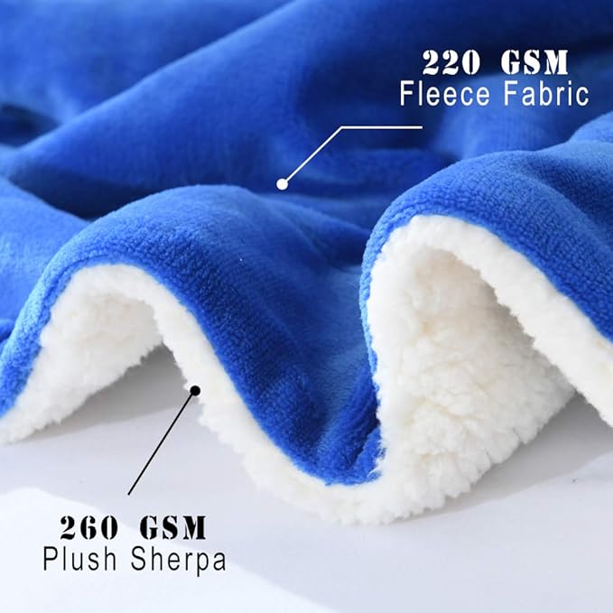 NANPIPER Flannel Blanket Reversible Sherpa Throw Blanket Super Soft Fuzzy Plush Fleece for Bed/Couch Lightweight(50"x60",Princess Blue)