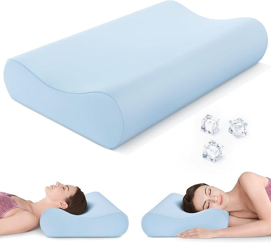AM AEROMAX 32" King Size Contour Memory Foam Pillow, Cervical Pillow for Neck Pain Relief, Neck Orthopedic Sleeping Pillows for Side, Back and Stomach Sleepers
