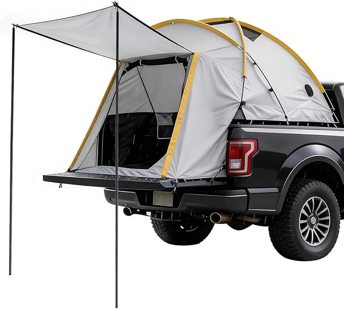 Truck Bed Tent with Awning Pickup Truck Tent for 5–8.2 ft Bed Waterproof PU3000 Oxford Camping Tent Portable Truck Camper for Chevy Silverado 1500 F150 Ram 1500