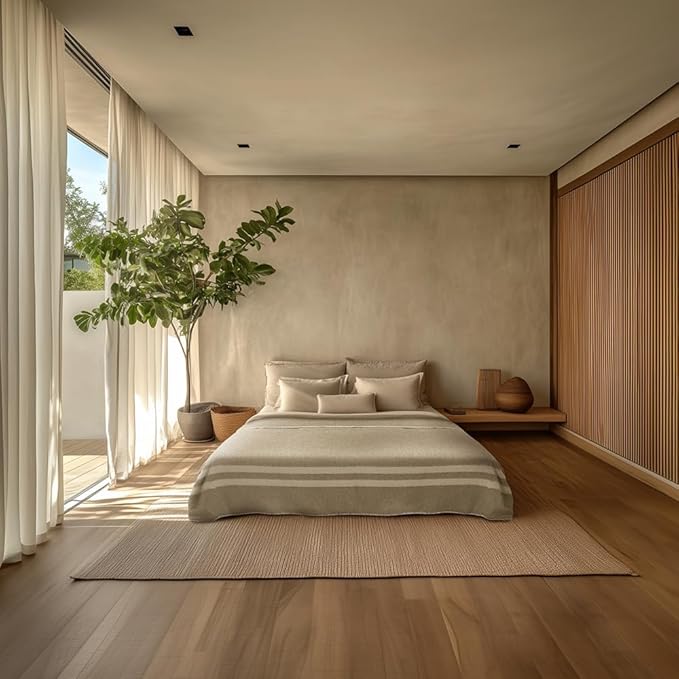 Thick Alpaca Wool Blanket Queen Size Heavyweight for Camping Outdoors or Using Indoors | Soft Peruvian Alpaca Wool Blankets (Beige - Ivory Stripes 2, Queen)