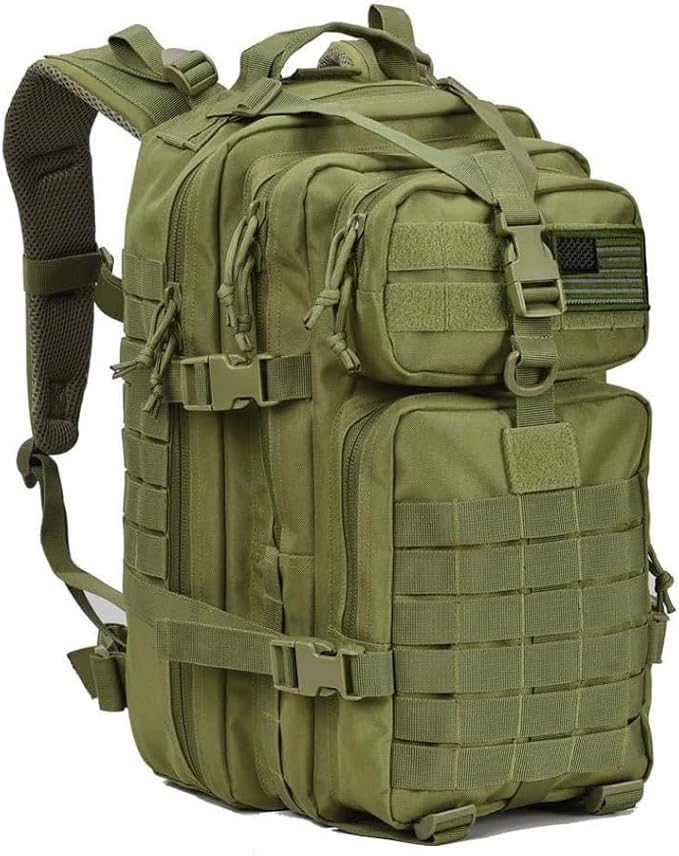 REEBOW GEAR Military Tactical Backpack for Men Large 34L Army 3 Day Assault Pack Molle Bag Backpacks (34L, Army Green)