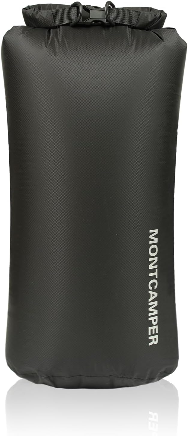 Waterproof Dry Bag 20L – 30D Nylon Roll Top Dry Sack with DWR & PU Coating, Lightweight Water-Resistant Storage for Kayaking, Camping, Hiking, Fishing & Beach (Black)