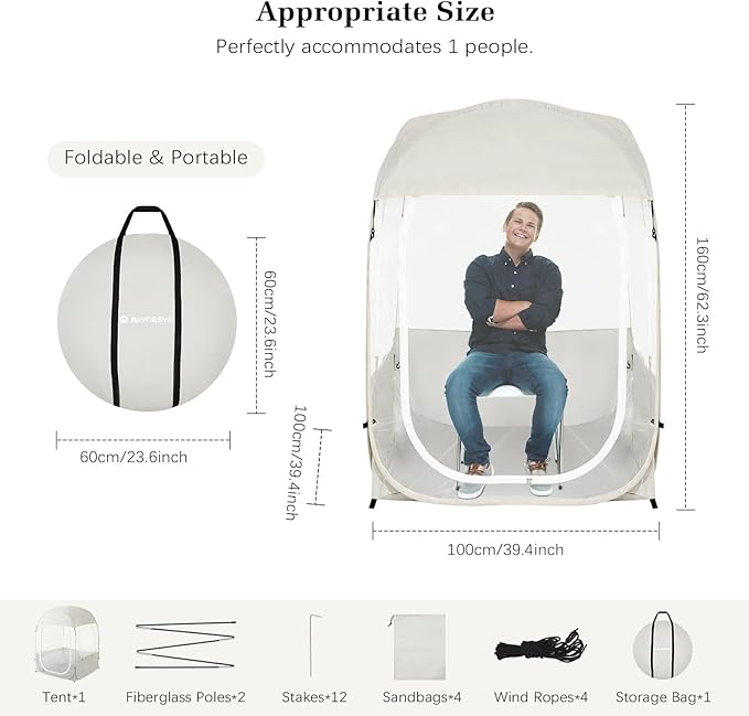 Sports Tent, Portable & Foldable Pop Up Tents Shelter with Carry Bag, Instant Weather Proof Clear View Bubble Tent for Fishing, Camping, Watching Sports Events