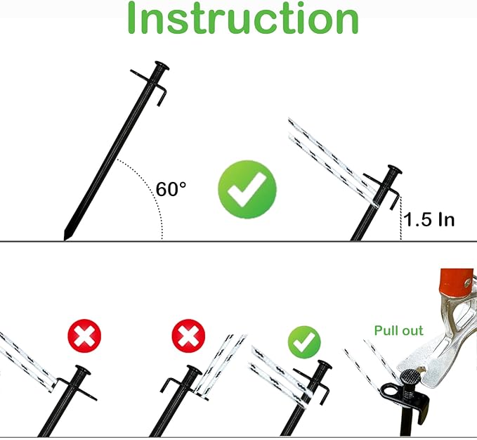 Cheardia 20 Pack Tent Stakes Heavy Duty, 7.8 Inch Outdoor Camping Pegs Stakes Black Metal Ground Stakes Spikes for Tent Tarp Canopy Unbreakable and Inflexible