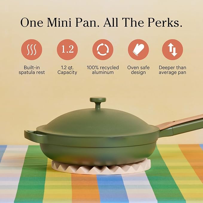 Our Place Mini Always Pan 2.0-8.5” (1.2 Qt) Nonstick, Toxin-Free Ceramic Cookware | Patented 10-in-1 Aluminum Frying & Sauté Pan | Safe for Oven, Induction & All Cooktops up to 450°F | Sage
