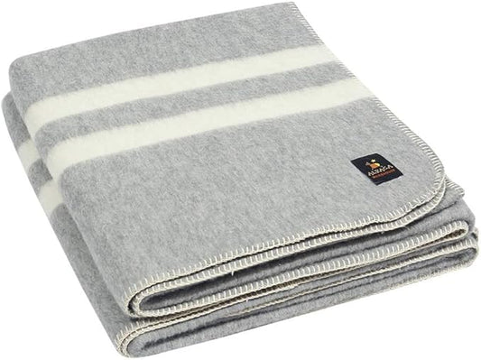 Thick Alpaca Wool Blanket Heavyweight Camping Outdoors Indoors Soft Peru Queen Size Stripes Design (Soft Gray - Ivory Stripes, Queen Size)