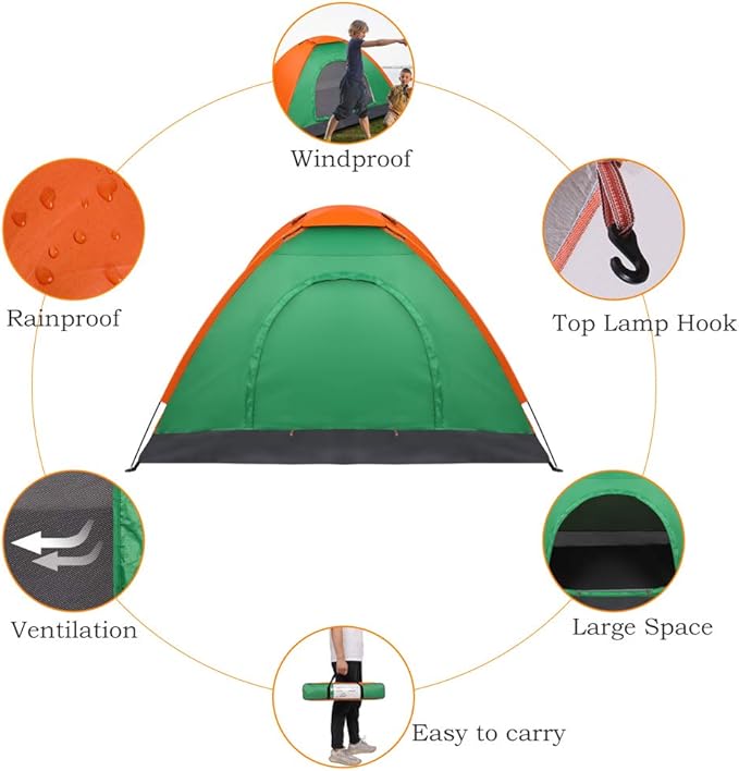 Camping Tent 2 Person Tent Ultralight Easy Set Up and Carry Family Tent Backpacking Tent for Camping, Hiking, Outdoor Festivals