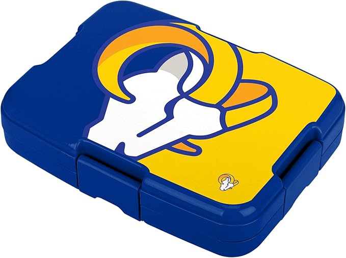 FOCO NFL Unisex-Adult Officially Licensed 2-Tone Big Logo Team Color Football Leak Proof 5 Compartment Bento Lunch Box - Los Angeles Rams