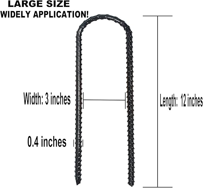 12-Inch Trampoline Wind Stakes, Extra Heavy Duty U Shaped Coated Rebar Stakes Safety Ground Anchors for Huge Garden Decoration (6)