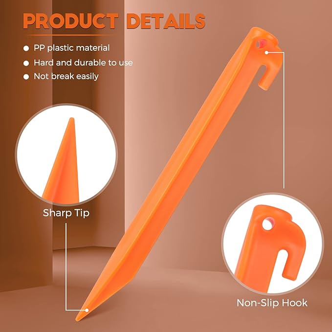 9 Inch Plastic Inflatable Tent Stakes Black Replacement Yard Inflatable Accessories for Camping Tent Pegs Garden Home Decorations