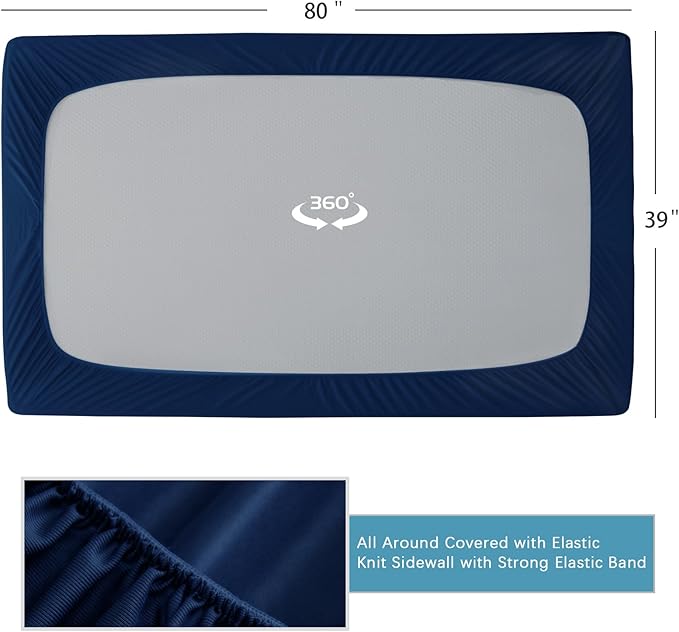 Biloban Twin XL Fitted Sheet 2 Pack, Twin XL Bedding Fitted Sheets Only with Deep Pocket up to 14", Bottom Sheet, Shrinkage & Stain Resistant Fitted Bed Sheets, Wrinkle Free & Easy Care, Navy Blue