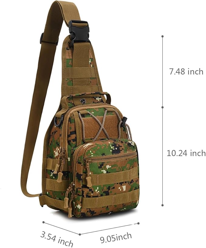 Viriber Tactical Backpack, Waterproof Military Cross-body Molle Sling Shoulder Backpack Chest Bag for Outdoor Every Day Carry Camouflage A