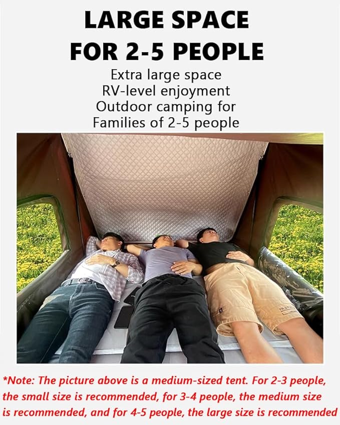 Auto Quick Pop Up Car Tent, SUV Roof Top Tents for Adults, Roomy Truck Van Trailer Tent, Camping Car Tent for 3-4 People, Family Hard Shell Out Door Rooftop Tent, Fast Opening