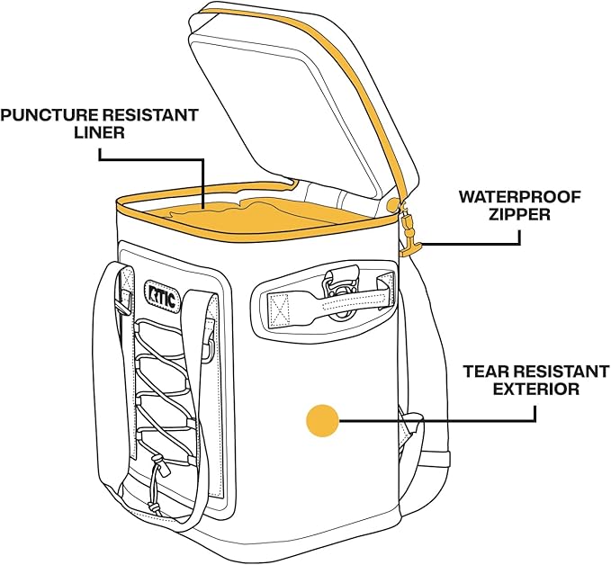 RTIC Backpack Cooler 24 Can, Insulated Portable Soft Cooler Bag Waterproof for Ice, Lunch, Beach, Drink, Beverage, Travel, Camping, Picnic, Car, Hiking