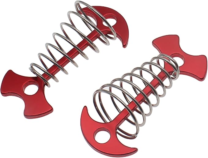 GWAYN 5 Pack Deck Anchor Pegs 3.0 Inch Aluminium Alloy Fishbone Tent Stakes with Spring Buckle Portable Wind Rope Anchor Camping Tent Nail