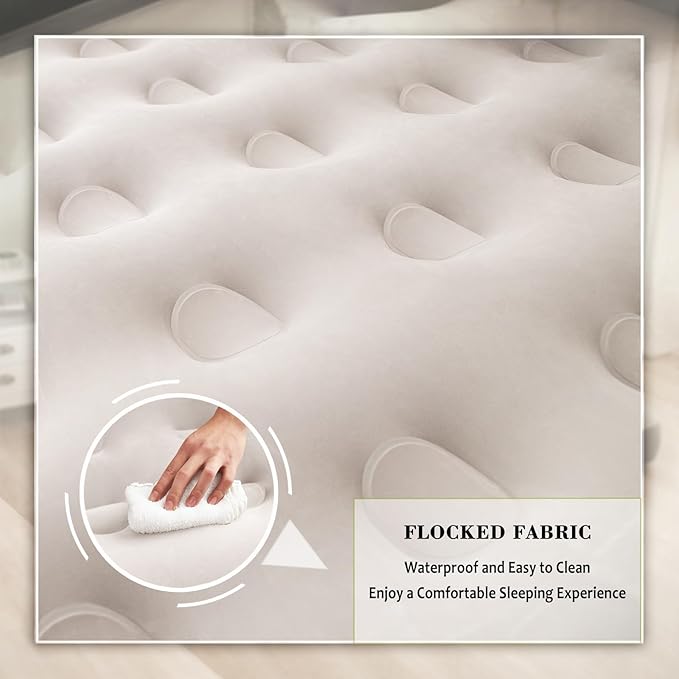 RAPTAVIS King Size Air Mattress Inflatable Bed with Pump and Headboard, Blow Up Mattress