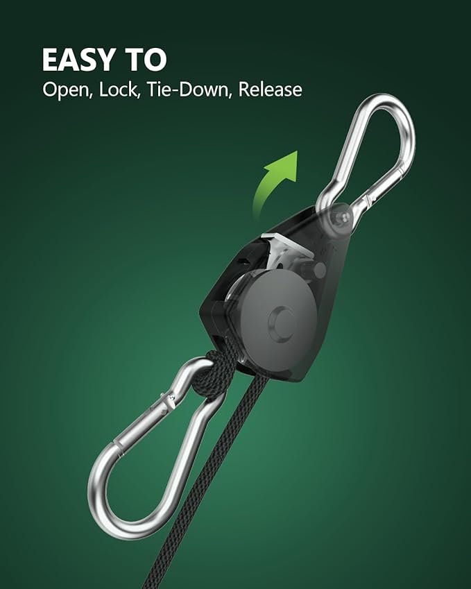 8-Pack 1/8” Ratchet Straps, Heavy Duty Ratchet Tie Down Straps Kayak Hanger with Reinforced Metal Gear Safety Lock, Rope Pulley System for Hanging Plants Grow Light and Various Tie-Down Uses