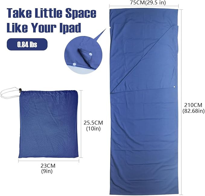 Lightweight Sleeping Bag Liner Single & Double Camping Travel Sleep Sack for Backpacking Hotels & Hostels