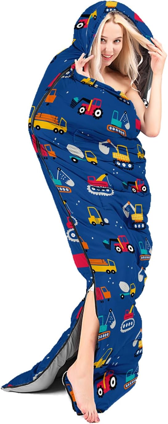 AILONEN Outer Space Astronaut Camping Sleeping Bags,Lightweight & Waterproof,3 Season Warm & Cool Weather,Cartoon Sleeping Bags for Kids,Boys Girls Travelling,Outdoors