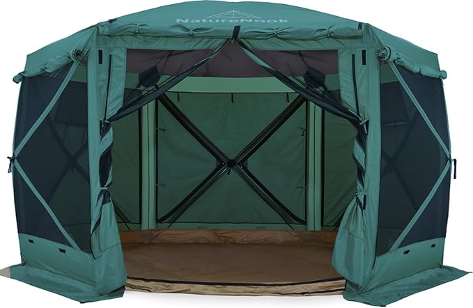Pop up Gazebo with Ground Tarp Canopy Tents 12x12FT Screen House with Sidewalls Camping Gazebo with Awnings Waterproof Footprint