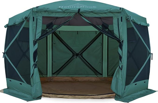 Pop up Gazebo with Ground Tarp Canopy Tents 12x12FT Screen House with Sidewalls Camping Gazebo with Awnings Waterproof Footprint