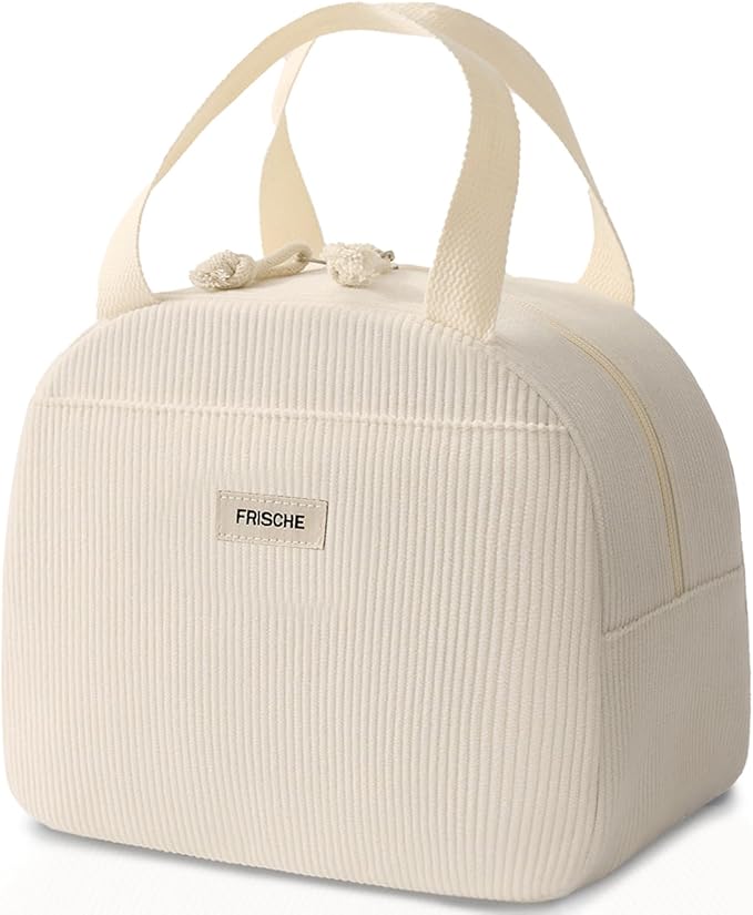 Lunch Bag for Women Men Cute Corduroy Lunch Tote Bags Reusable Insulated Lunch Box Large Capacity Reusable Insulated Cooler for Work/Picnic/Travel