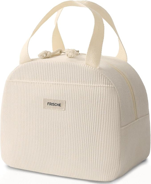 Lunch Bag for Women Men Cute Corduroy Lunch Tote Bags Reusable Insulated Lunch Box Large Capacity Reusable Insulated Cooler for Work/Picnic/Travel
